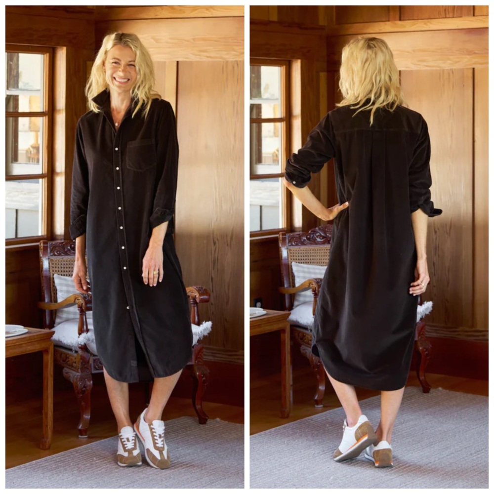 Frank & Eileen Rory Corduroy Dress In‎ Expresso Brown Button Down XS